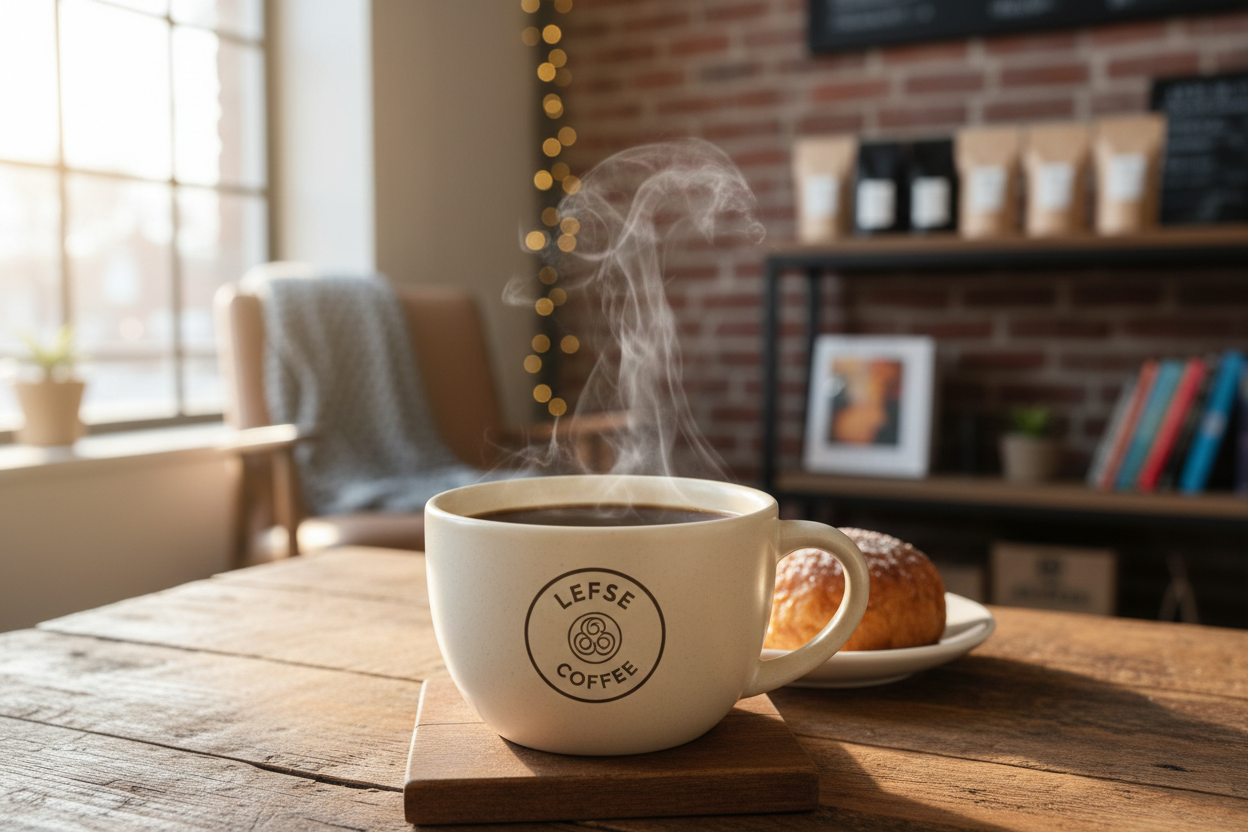 cup of coffee in Lefse Coffee mug